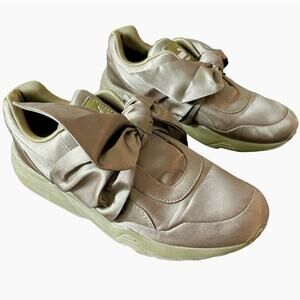 Puma x Fenty Rihanna Size 9 Olive Green Satin Bow Sneakers